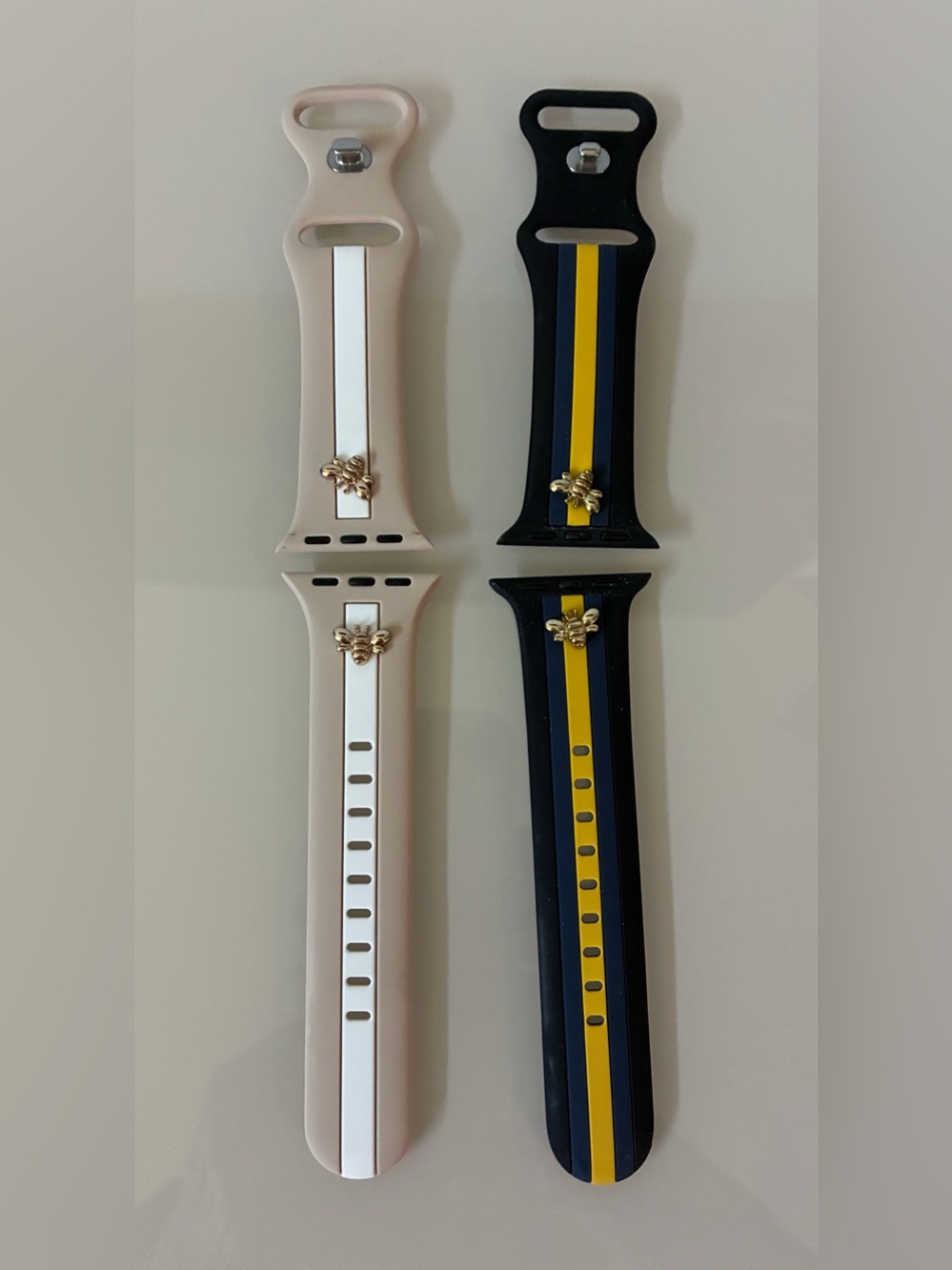 HONEy BEE Silicone Replacement Watch Bands with Stripe Accent - 2 sets